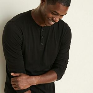 Old Navy Men's Black Long Sleeve Henley